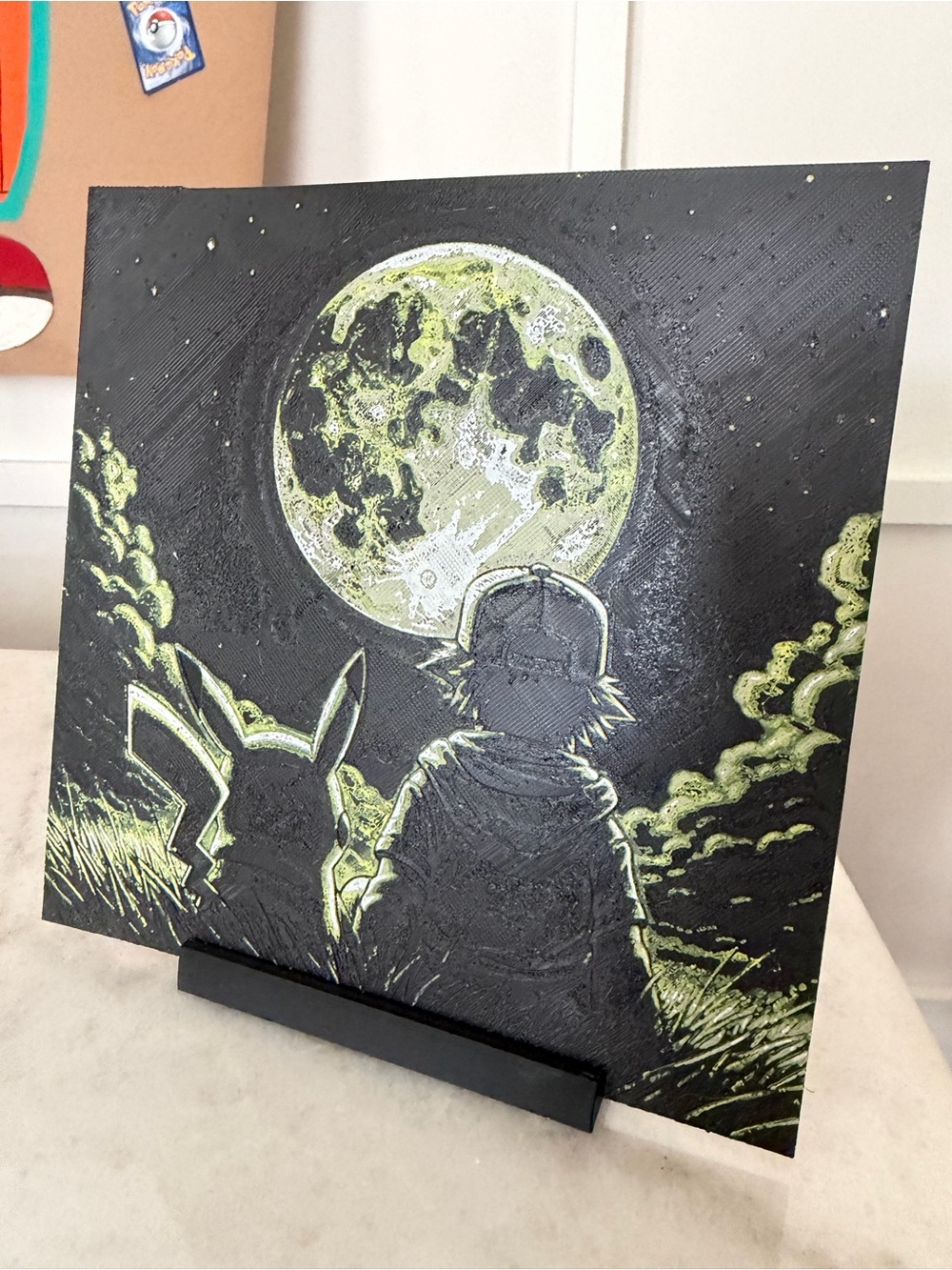 Undisclosed Brand Night Moon Pokemon Canvas Art - Black & Neon Green 3d print